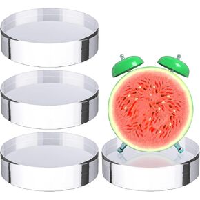 Barydat 4 Pack Acrylic Round Clofs Cloys Clear Cleared Acrylic Jewelry Display Display Base Ringcase Ringcase Base for Table (4 × 4 "× 1")