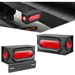 Metoware 2pcs مصابيح المقطورة مصابيح اللحام ملصقات صناديق الصلب ، 6 بوصة مصابيح LED بيضاوية LED أضواء ذيل أحمر 2 بوصة جولة الأحمر LED مصابيح الجانبية الموصلات الأسلاك