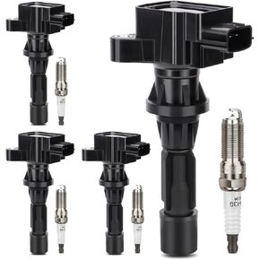 UF540 Ignition Coil & 3811 Double Iridium Spark Plug For 2006-2013 Mazda 3 Mazda 6 CX-7 MX-5 L4 Replaces# 5C1740 L3G2-18-100B 4PCS