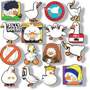 16 PCS Funny Goose Shoe Charms ، هدايا حفلات الديكور للأحذية للأولاد Girls Kids ، Women.