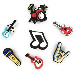 WorkLikeacharm 7pcs Rock N Roll Music Band Drums Musician Shoe Charms for Clog Shoes Decoration Gift