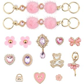 Bling Shoe Charms Goth Decorations Chic Charm for Women Jewels Cute Chains Accessories for Girl Flower Clog Shoes Decoration Gold Sliver