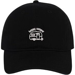 Camper Happy Pervroidery Caps Caps للجنسين القطن القابل للتعديل القابلة للتعديل القبعة المريحة قبعة مريحة للرجال النساء الأسود