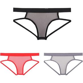 SOOMOOD Men's Sexy Low Rise Modal Thong Briefs - Comfortable Breathable Lingerie Underwear 3 Pack