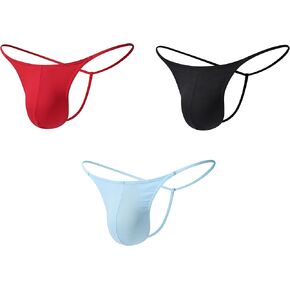 القطن للرجال G-String 0.5mm سلسلة ثونغ مثير T-Back سلس منخفضة منخفضة 3 عبوة