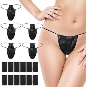200pcs Black Disposable Thongs Panties for Women,Women Spa Breathable Non-woven Fabrics Disposable Underwear,Individually Wrapped Women's Black T-String Panties for Spray Tanning Treatments