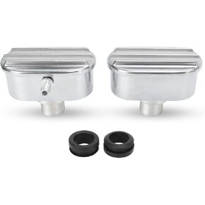 Finned Oval Polished Aluminum Valve Cover Breather,2 Pcs Aluminum Valve Cover Breather Pcv Combo Kit,Polished Oval Finned Aluminum Pcv & Valve Cover Breather Kit For Replacement
