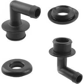 53013360AA 53030497 PCV CCV 2x Vent Valve Elbows and 2x Grommets, OEM # 02946079 2946079, Compatible with Jeep Grand Cherokee 4.0L 2000 2001 2002 2003 2004 (Black)