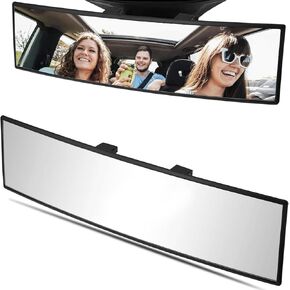 WSSROGY Car Rearview Mirror HD Glass 12 Inch Anti Glare Clip On Panoramic Wide Angle Car Interior Rear View Mirror Universal for Cars SUVs Trucks (White)