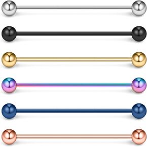Ruifan 16 Gauge Industrial Barbell Cartilage Earring Body Piercing Jewelry 1 1/2 Inch(38mm)