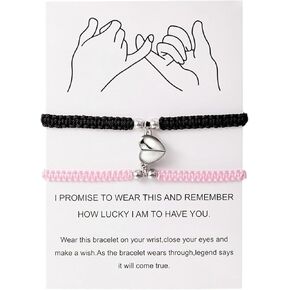 2pcs Handmade Braided Heart Couple Bracelets Mutual Attraction Matching Bracelet for Couples Women Men Best Friend Jewelry Lover Gifts