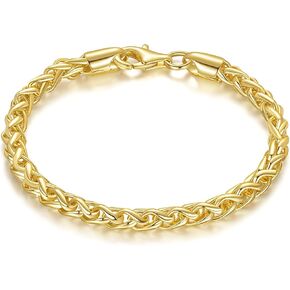 14K Gold Wheat Chain Bracelet for Women Stackable Gold Jewelry Gifts Available in Sizes 6.5-9 Inches