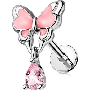 oufer dangle butterfly arics arrings strings ، silver 16g helix arocrings flat back back back internal tragus tragus tragus for women-6mm-6mm