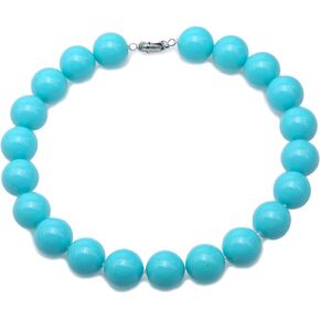 JYXJEWERLRY Blue South Seashell Pearl Necklace 20mm Round Shell Beads Necklace 18"