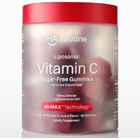 Liposomal Vitamin C Sugar-Free Gummies - 500mg, 60 Gummies, 30 Servings, Immunity Booster, Collagen Support, Antioxidant, Eco-Friendly Jar- Strawberry Guava Flavor