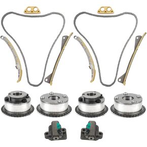 Engine Timing Chain Kit Cam Phaser Camshaft Drive Phaser Compatible With Hyundai Genesis Santa Fe Azera Kia Sorento Cadenza Stinger Sedona Telluride 3.3L 3.8L 2009-2022 Replace 243213L100 243503CGA1