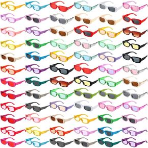 Ecally 72 Pack Rectangle Sunglasses for Women Men Retro Trendy Driving Glasses 90's Y2k Glasses Women's Sunglasses and Eyewear Accessories Square Frame, Multicolor