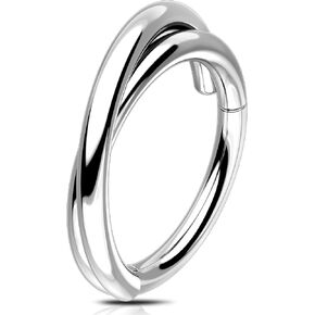 Melighting 16G Double Helix Ring Hoop 316L Surgical Steel Hinged Segment Clicker Nose Cartilage Daith Tragus Rook Conch Earring Lip Piercing Jewelry 6/8/10/12 mm