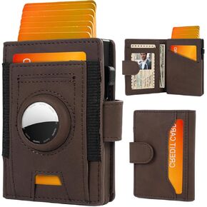 Airtag Wallet for Men - Smart Slim Pop Up Credit Card Holder with Magnetic Closure - RFID Blocking Mens Bifold Wallet with Aluminum Card Case