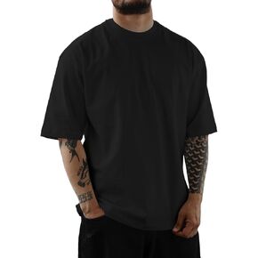 Mens Oversize Short Sleeve T-Shirts Loose Fit Solid Color Lightweight Tee Shirt Athletic Dry Fit Top in Kuwait