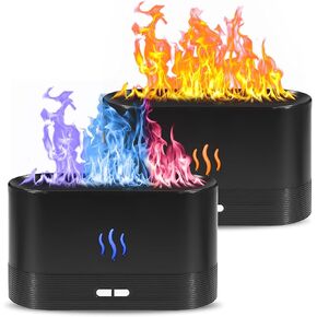 2 Pack Essential Oil Diffuser,Colorful Flame Air Aroma Diffuser Humidifier,Upgraded 7 Flame Colors Noiseless Essential Oil Diffuser for Home,Office,Yoga with Auto-Off Protection(180mL,Black)