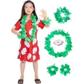 Hawaiian Red Little Girls Costume Bress