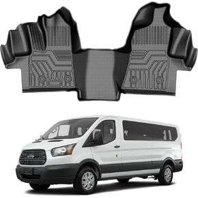 T TGBROS Floor Mats Custom Fit for 2015-2019 Ford Transit (No Transit Connect) Accessories All Weather Protection TPE Front Row Seat Floor Liners Set Non-Slip Black-1PCS