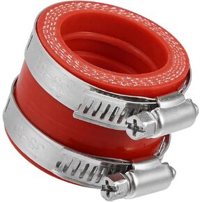 Motoforti 35mm ID Rubber Red Motorcycle Carburetor Adapter Inlet Intake Pipe Manifold Adapter Boot Sleeve Interface with Clamps - Pack of 2 Long-lasting