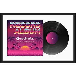 upsimples 15.5x24 Record Frame with 2 Double Sided Mats (Black & White), Vinyl Frames for 12.5x12.5 Album Cover, Wall Display for Home Decor, Black, 1 Pack