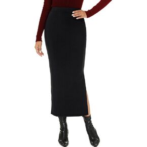 Women Spring Long Pencil Slit Tummy Control Elastic High Waist Bodycon Casual Skirts