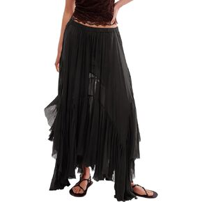 Gacaky Skirts for Women Summer Casual Bohemian A-Line Midi Clover Skirt Elastic Waist Flowy Swing Long Beach Maxi Skirt