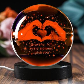 3D Crystal Ball Heart Light Night Gruffly لكل لحظة هدايا ، الذكرى السنوية ، هدايا Brithday للزوجة ، صديقة ، نساء ، أمي ، أطفال ، أبي (80 مم)