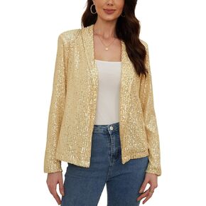 Utcoco Womens Sequin Stlazer غير الرسمي الطويل الأكمام المفتوحة السترة السترة المتألقة الأمامية
