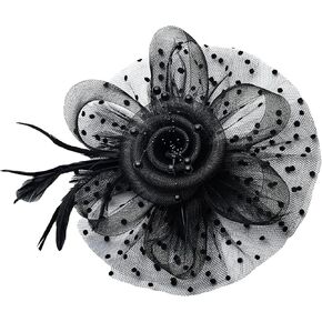 Fascinators-Hats for Women Tea-Party-Kentucky-Derby-Headbands with Feather Cocktail-Wedding-Church-Headwear-Hat with Clip