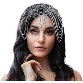 أغطية رأس الحجر الراين Cap عتيقة Crystal Head سلسلة الزفاف زفاف الشعر مجوهرات Gatsby المرأة in Kuwait