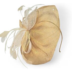 عصابة رأس صفراء وبيضاء Sinamay Fascinator - قبعة نسائية أنيقة لحفلات الزفاف ، كنتاكي ديربي ، الكنيسة ، عيد الفصح ، حفلات الشاي ، دش الزفاف ، المجالات والمناسبات الخاصة