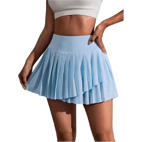 Verdusa Women's Pleated Sport Athletic Mini Skirts Asymmetrical Layered Skort Shorts
