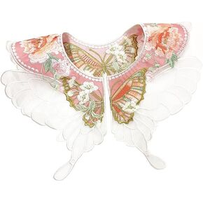 Chinese Pink Butterfly with Peony Lace Cloud Collar Shawl Wrap Shoulder Scraf for Mamian Skirt Hanfu Handmade（Pink Dream）