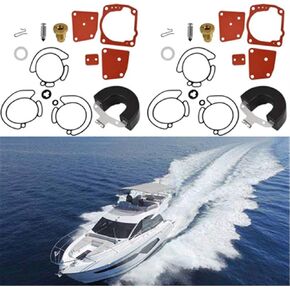 munirater Carburetor Repair Kit with Float Replacement for Johnson V4 and V6 60 and 90 Degree 90 100 105 115 150 175 HP Pack of 2