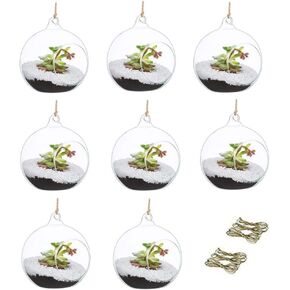 Set of 8 Air Plant Holder Hanging Glass Globe Tea Light Candle Holders Home Wedding Party Centerpieces Decor Indoor Outdoor Tealight Candleholders (8Pcs 4 inches Diameter)