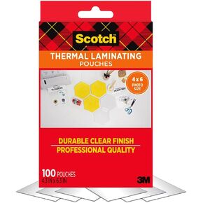 Scotch Thermal Laminating Pouches, 100 Count, Clear, 5 mil., Laminate Homemade Ornaments, Christmas Banners and Gift Tags, Ideal Holiday Supplies, Fits Photo Card Sized (4.3 in. × 6.3 in.) Paper