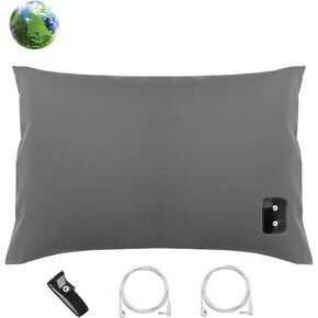 Amerthing Grounding Pillowcase 20x28 inch, Conductive Mat for Better Sleep Healthy Earth Energy Grey Color with 15 ft Cords and Bracelet