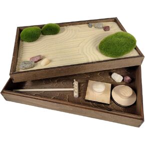 Wooden Stackable Zen Garden | Desert Luxe Sand with Rake & Accessories | Minimalist Decor Gift for Relaxation