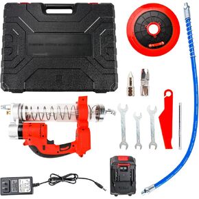 PHILTOP Cordless Grease Gun Battery Powered, 9100PSI Electric Grease Gun Kit with 18 Inch Spring Flex Hose, 1 Sharp Type Nozzle, Extension Rigid Pipe, Reinforced Coupler and Variable Speed Trigger