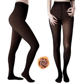 220g Fleece Lined Tights for Women Winter Fake Translucent Thermal Comfortable Party Stockings