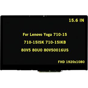 15.6" Replacement for Lenovo Yoga 710-15 710-15ISK 710-15IKB 80V5 80U0 80V50016US FHD 1920x1080 LCD Display Touch Screen Assembly Digitizer Board with Bezel (30 Pins Connector)