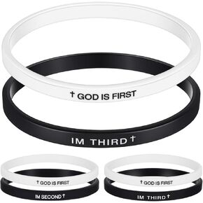2 PCS Rubber Christian Bracelets Silicone God هي أول سوار ملهمة لآيات الكتاب المقدس معصم السيليكون للنساء الهدايا الدينية الهدايا الدينية