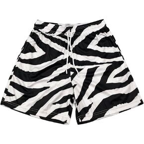 MECH-ENG Men's Graphic Shorts Workout Boxing Retro Shorts Casual Athletic Running Mesh Drawstring(Zebra Medium)