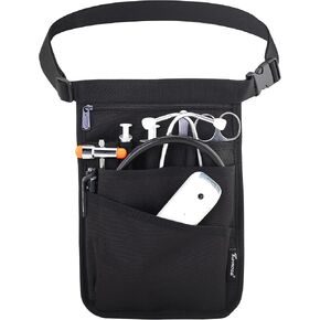TUHAOGE Medical Organizer Belt, Nurse Fanny Pack, Fanny Pack for Basics Nurse，10 Pockets Nurse Waist Bag，Utility Belt Organizer Bag（THHS-S-black-XJ）