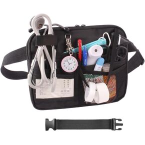 Nurse Fanny Utility Waist Pack,BetterJonny Multi Compartment Medical Gear Pocket Belt Bag with Extension Strap Nursing Organizer Pouch for Stethoscopes,Bandage Scissors Other Medical Supplies(Black)